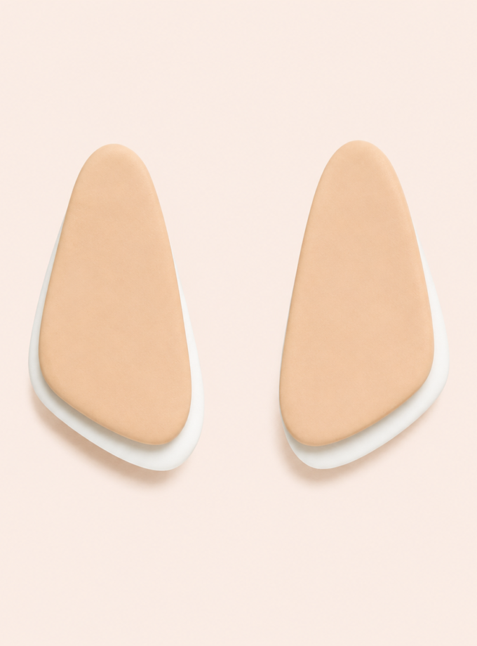 Sahara handmade polymer clay earrings in beige and ivory tones inspired by desert dunes.